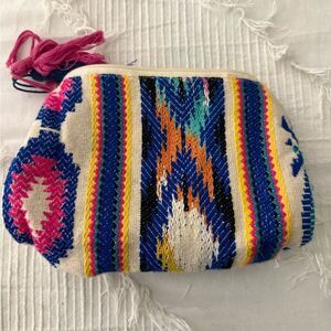 Multicolor Woven Cosmetic Bag